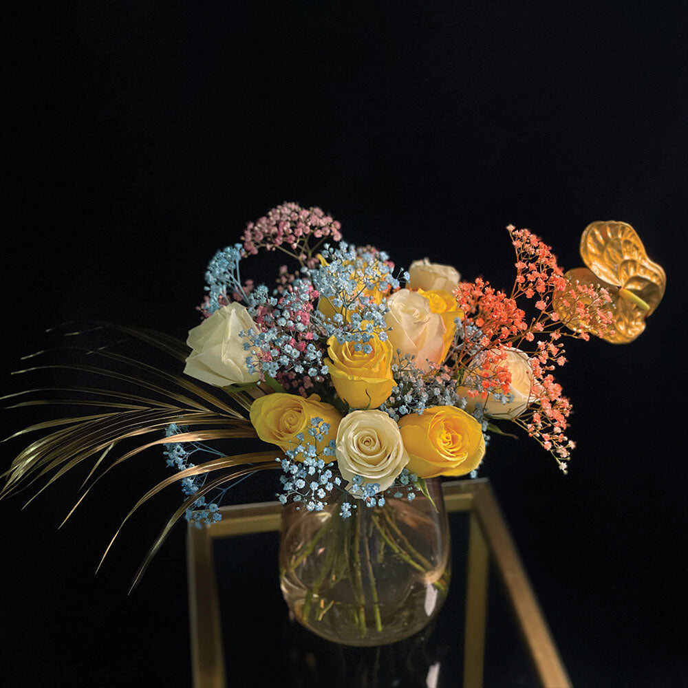 Salsa Arrangement in a Rose Gold Vase
