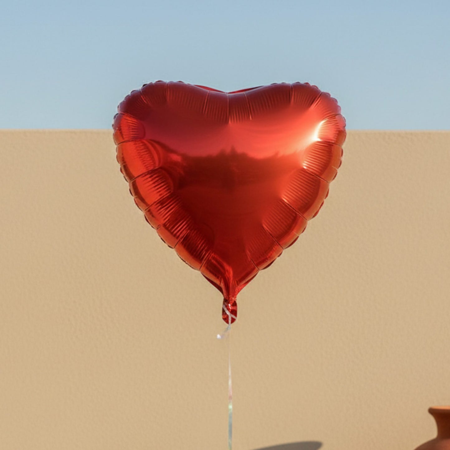 red heart shaped foil balloon romantic gift add-on with flowers