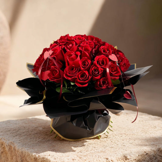 Elegant Whispers - 55 Red Roses Bouquet