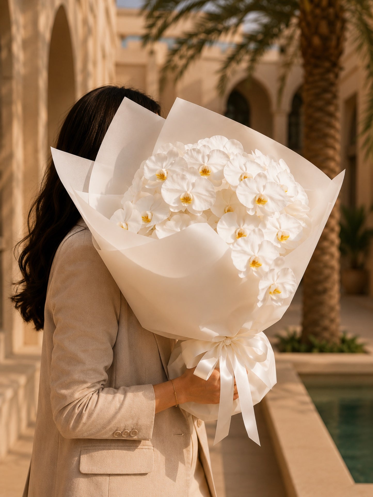 Aiwa Flowers Pure Orchid bouquet — hero view | luxury flower delivery Dubai