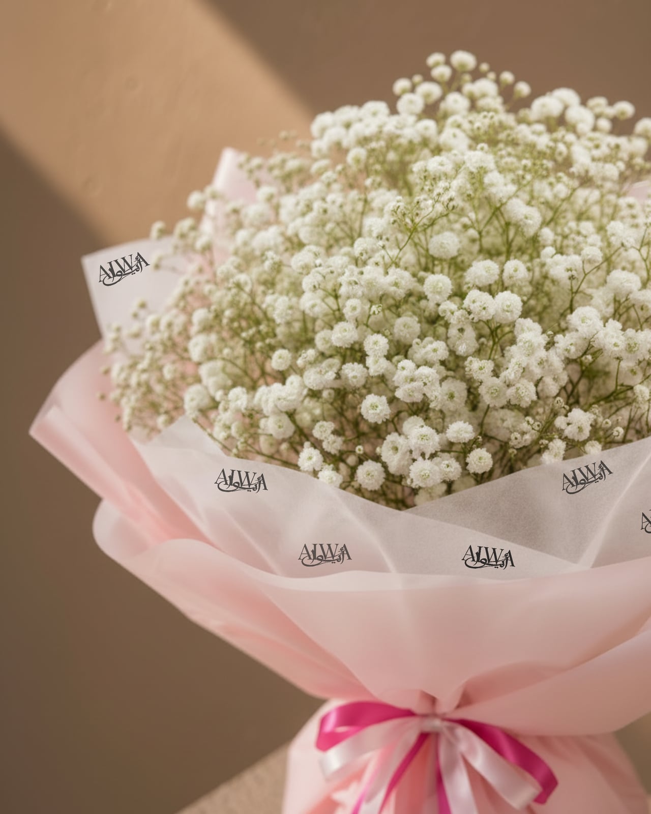 Close-up of white gypsophila baby's breath by AIWA Flowers Dubai