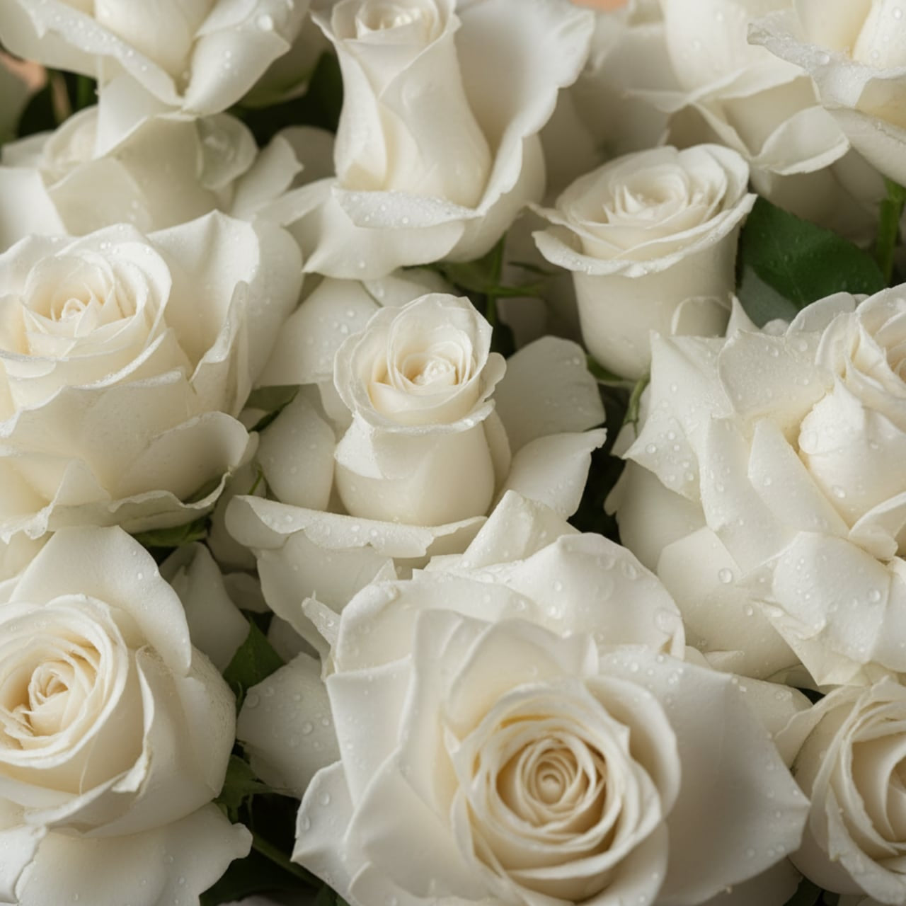 Close-up of white spray roses by AIWA Flowers Dubai