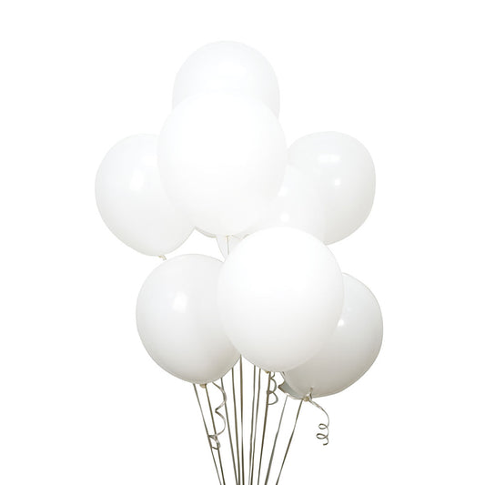 10 White Helium Balloons