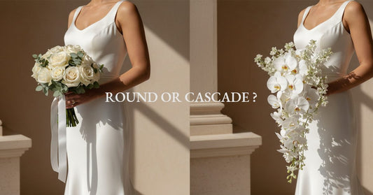 Round vs cascade bridal bouquet Dubai wedding