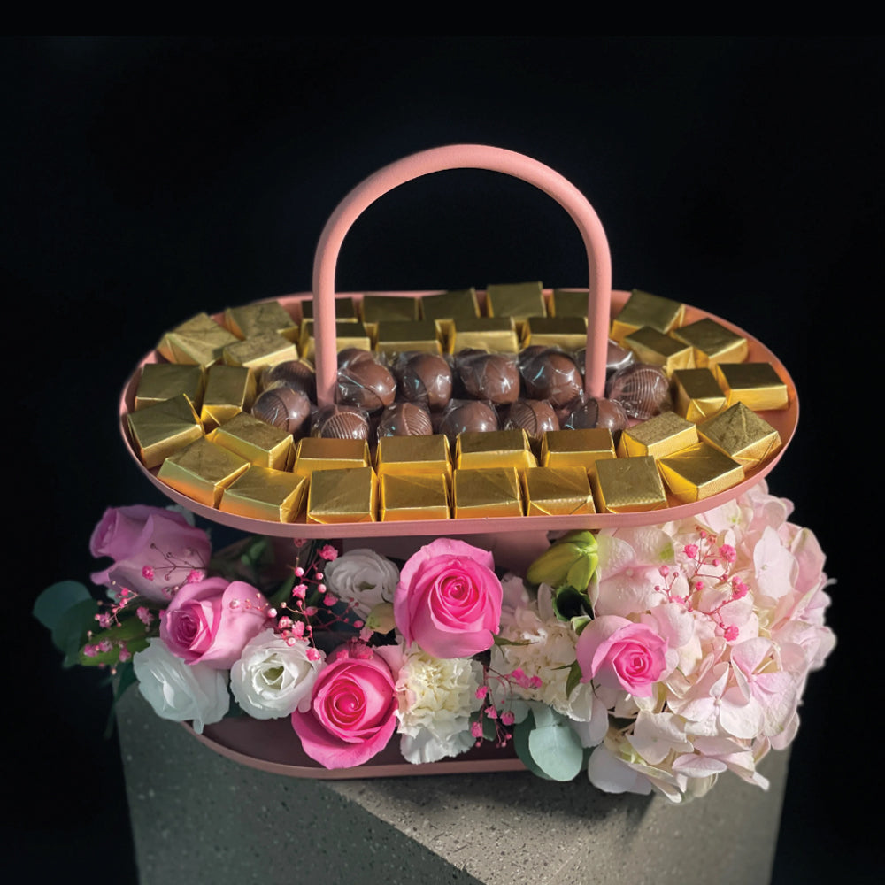 Congrat's Chocolate Tray 2 Flowers 