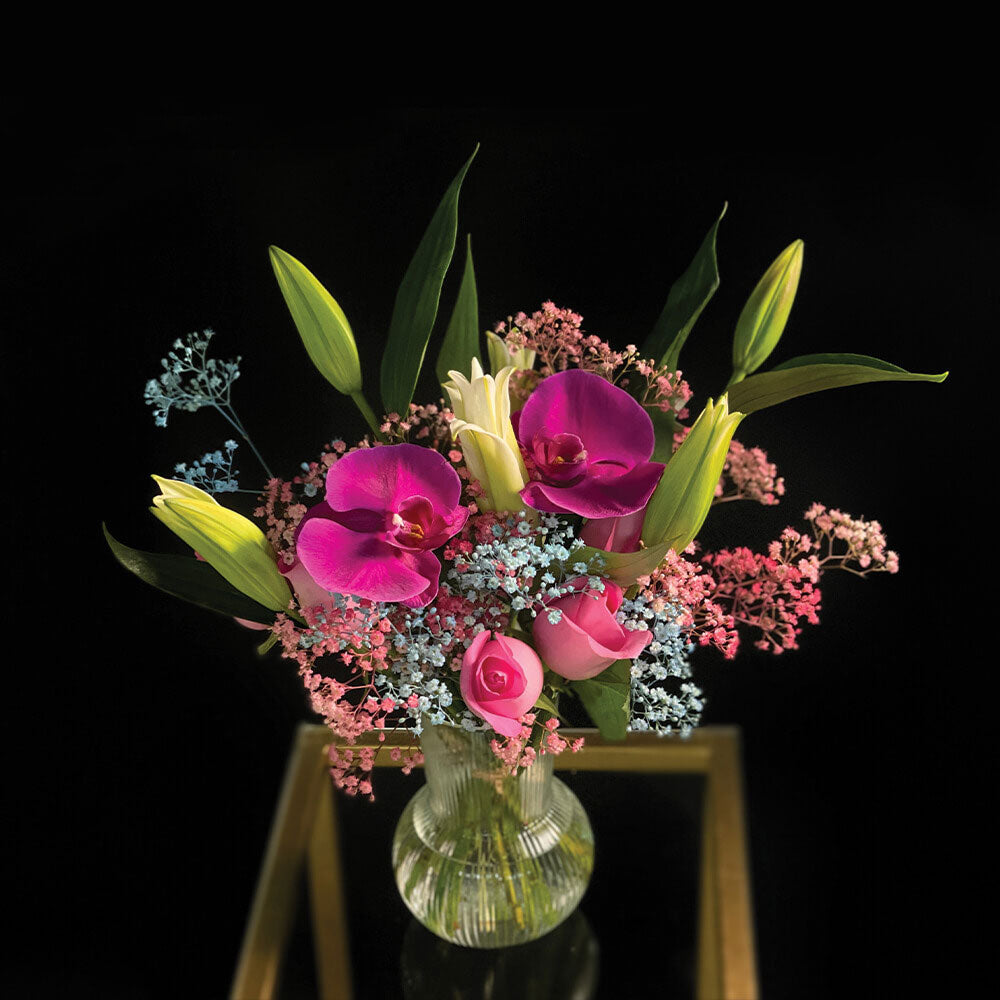 Contemporary Arrangement in a clear Vase