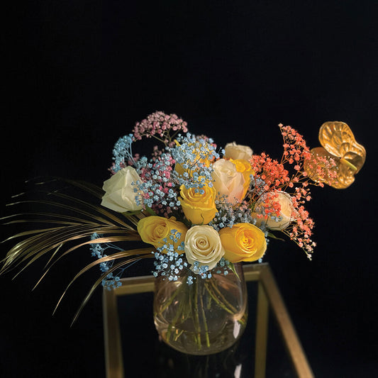 Salsa Arrangement in a Rose Gold Vase