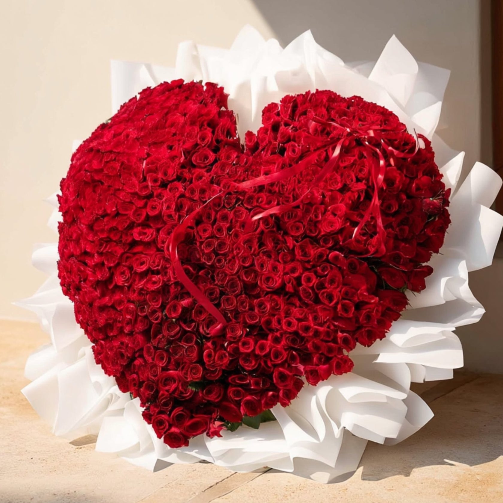 1001 Red Roses 1001 Reasons to Love - 1001 Roses Heart Arrangement – Aiwa Flowers