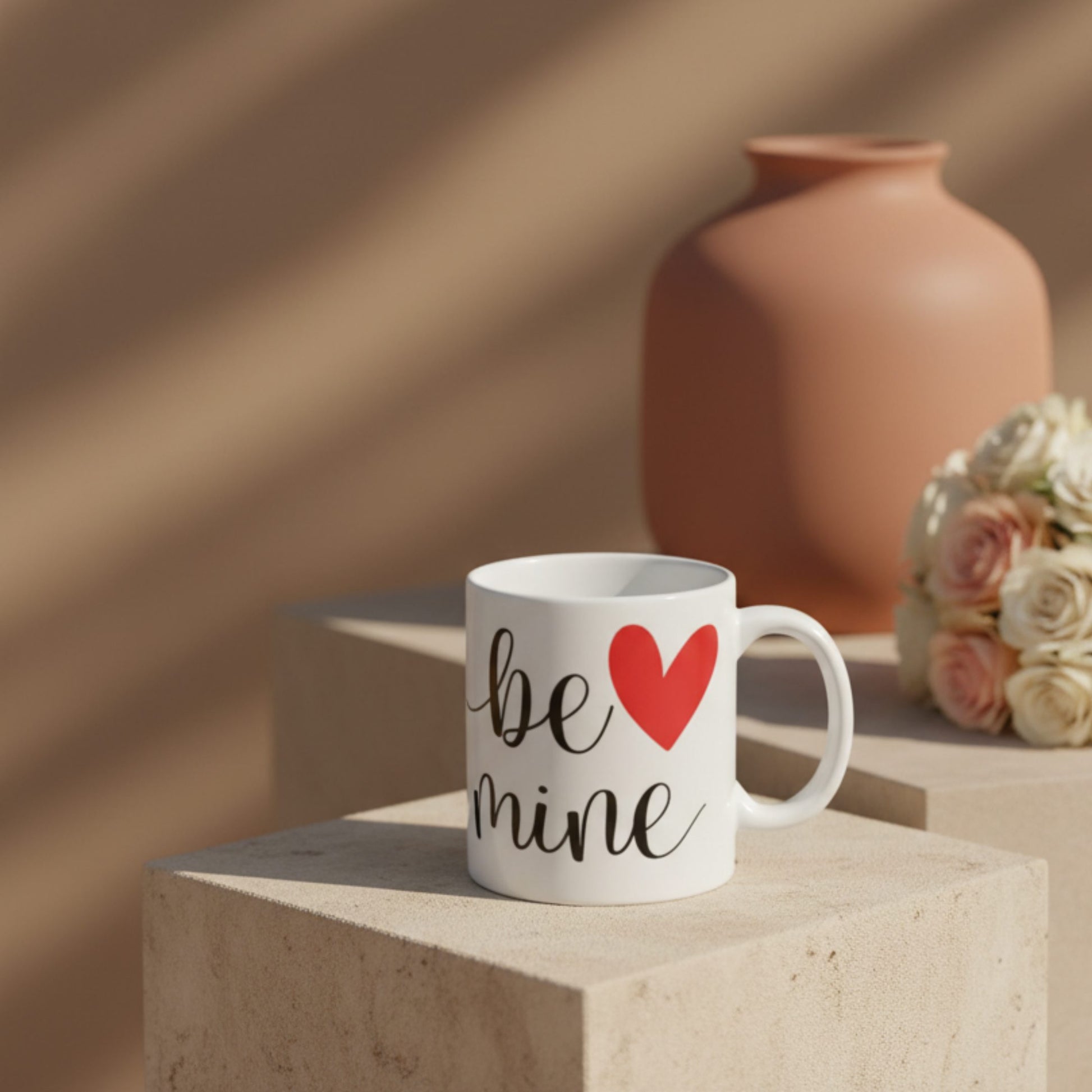 be mine heart mug romantic ceramic mug gift add-on with flowers