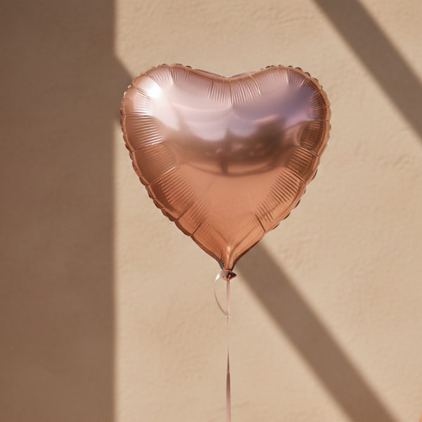 rose gold heart shaped foil balloon romantic gift add-on with flowers