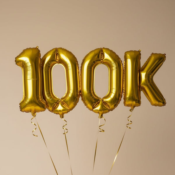 gold 100K helium balloon set for milestone celebration