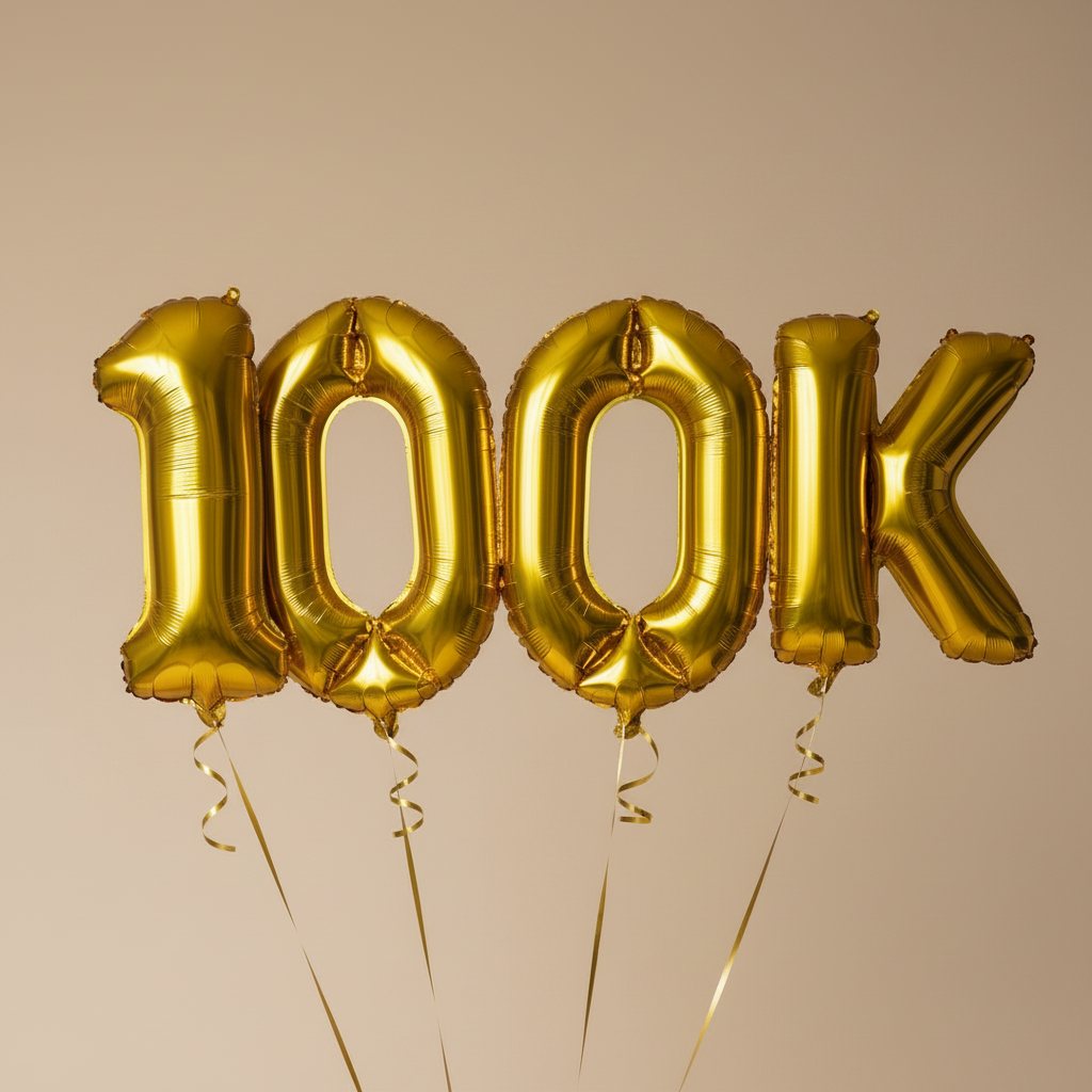 gold 100K helium balloon set for milestone celebration