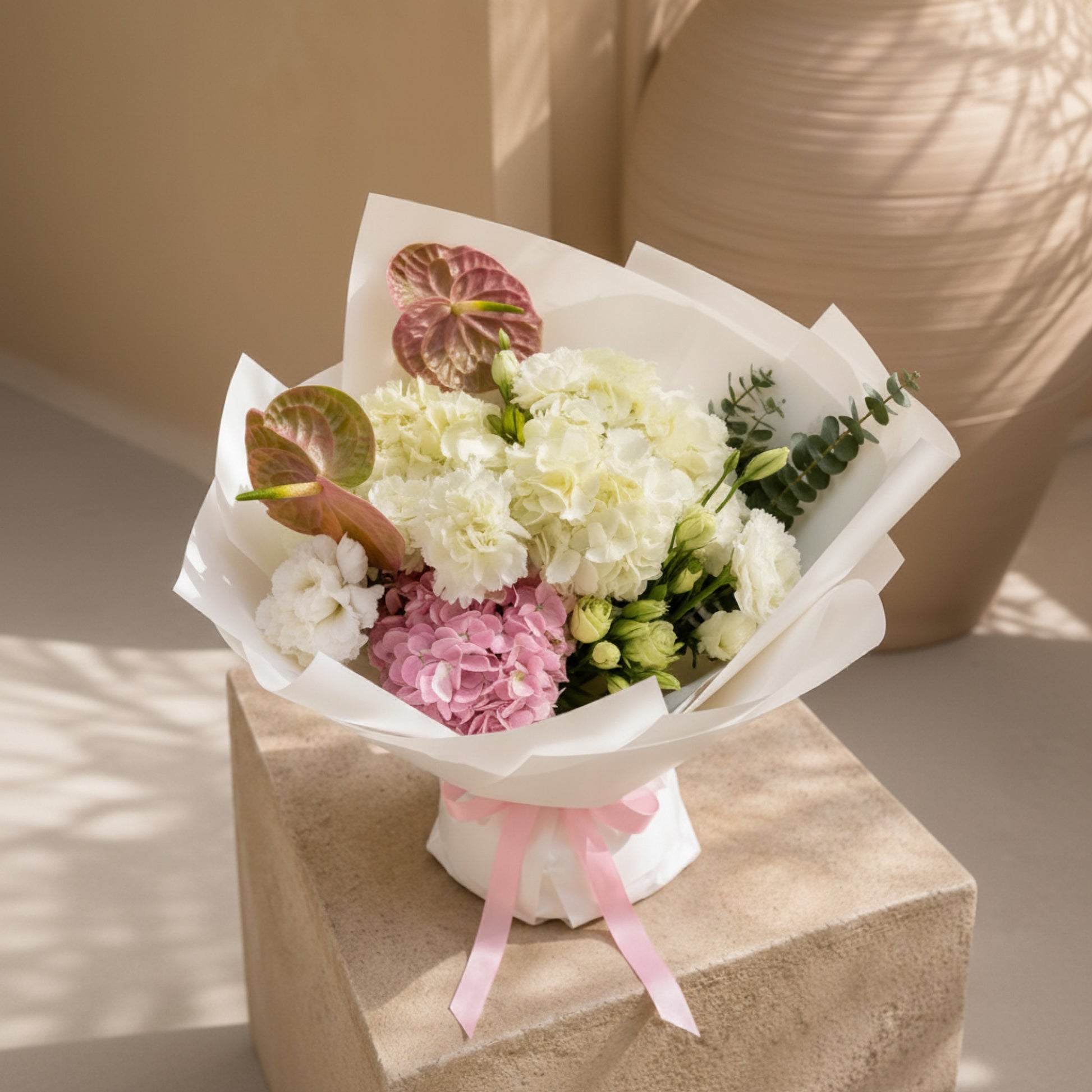 Aiwa Flowers Anthurium Harmony bouquet — detail view | luxury flower delivery Dubai