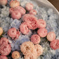 Azure Bloom blue hydrangea and blush spray rose bouquet wrapped in white by Aiwa Flowers Dubai