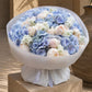 Luxury bouquet of blue hydrangea and peony by Aiwa Flowers Dubai