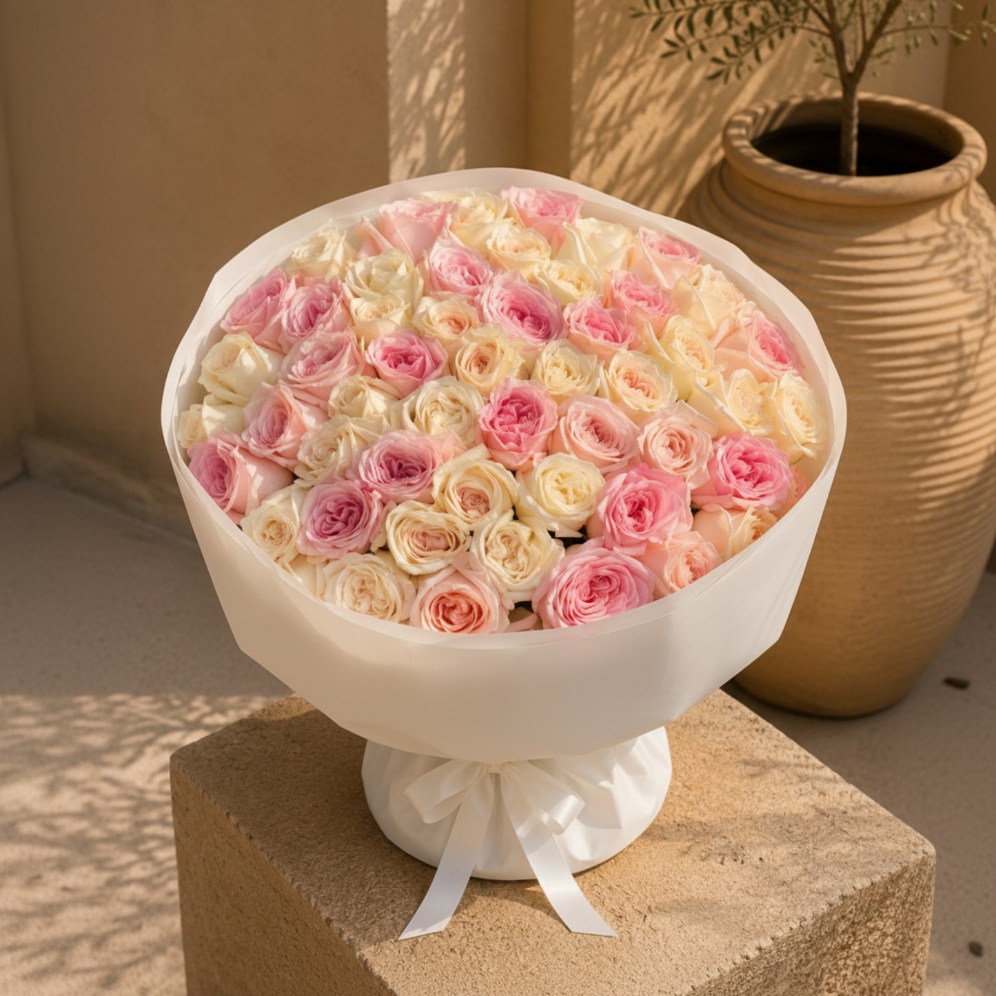 Aiwa Flowers Candy Roses bouquet — packaging view | luxury flower delivery Dubai
