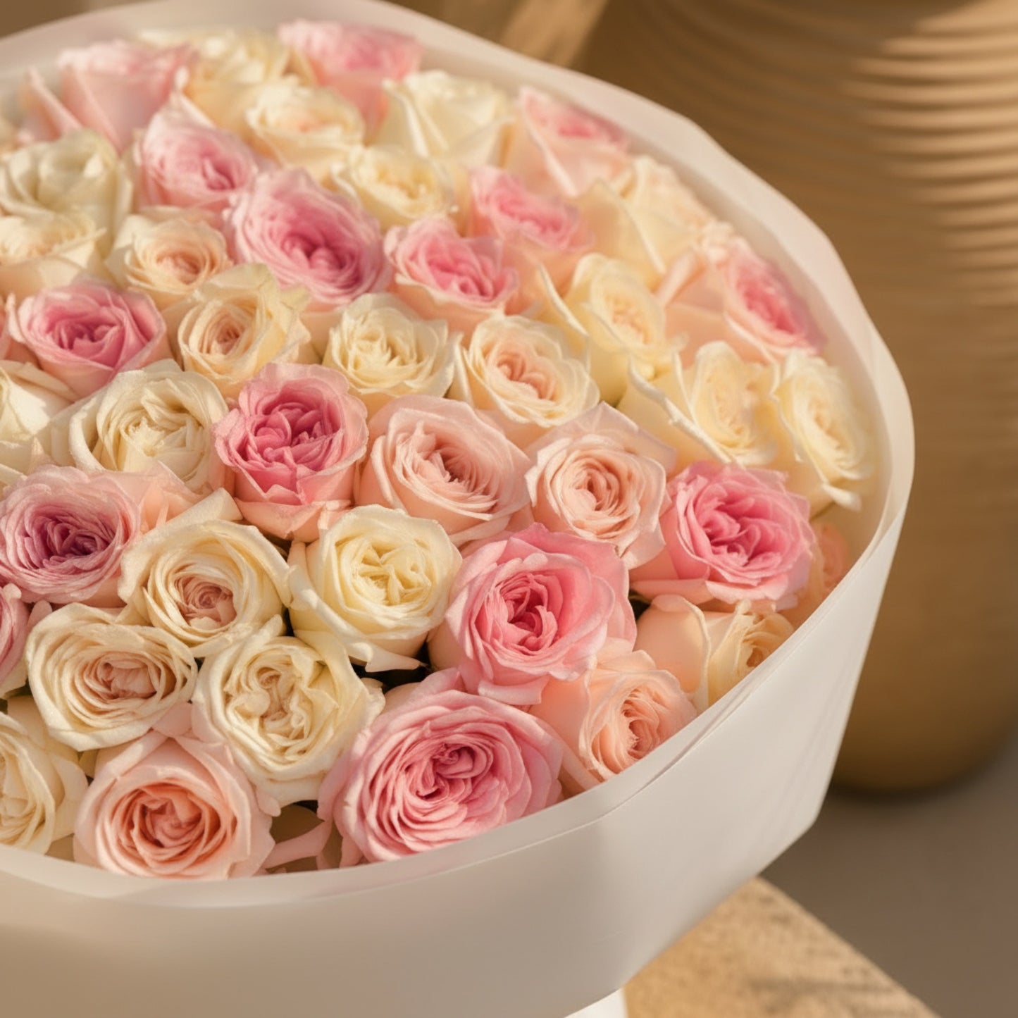 Aiwa Flowers Candy Roses bouquet — side angle view | luxury flower delivery Dubai