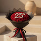 Luxury red rose bouquet with personalized number 25 made from white gypsophila