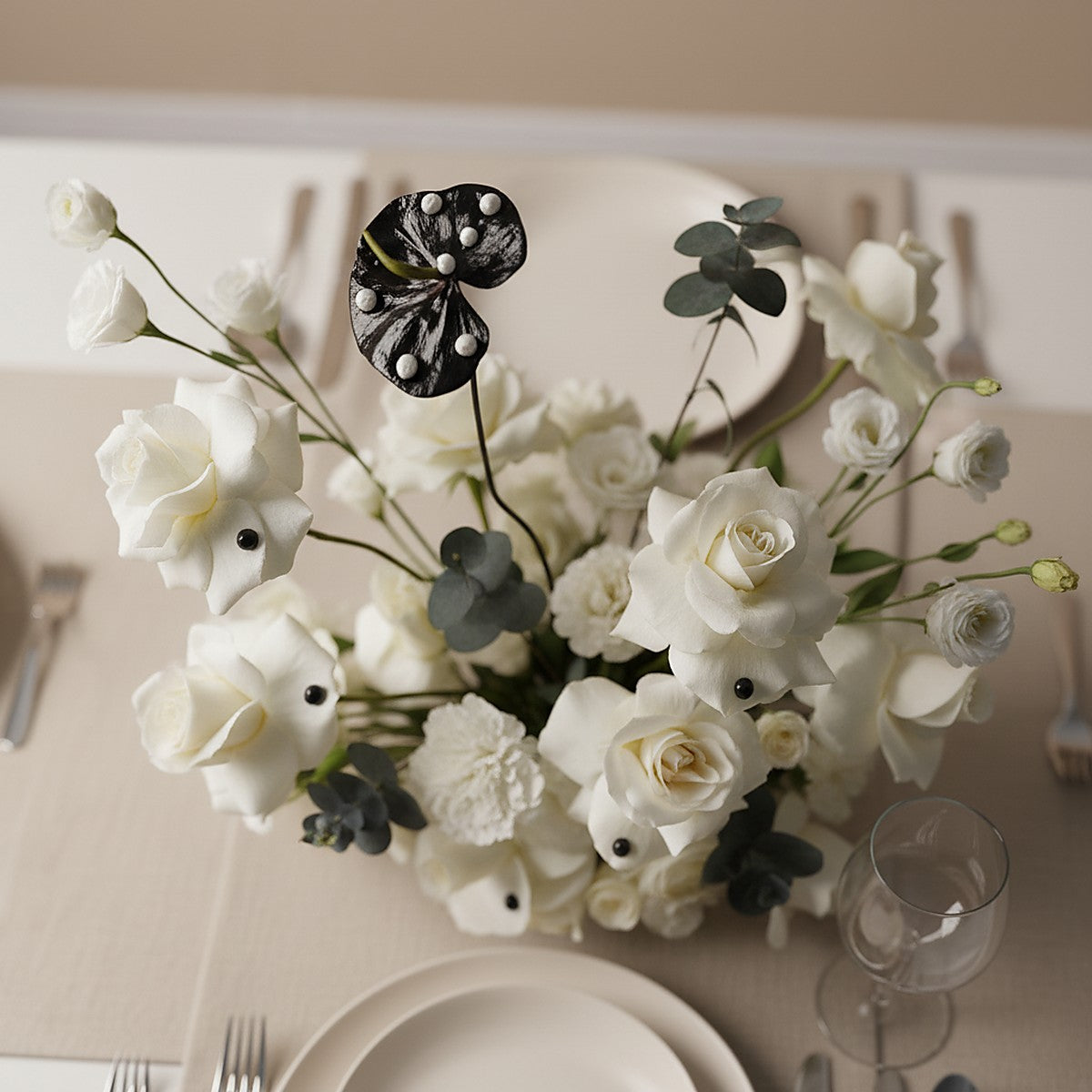 Domino Centerpiece — styled event setting — Aiwa Flowers, Dubai UAE