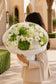 Aiwa Flowers Emerald Blanc bouquet — side angle view | luxury flower delivery Dubai