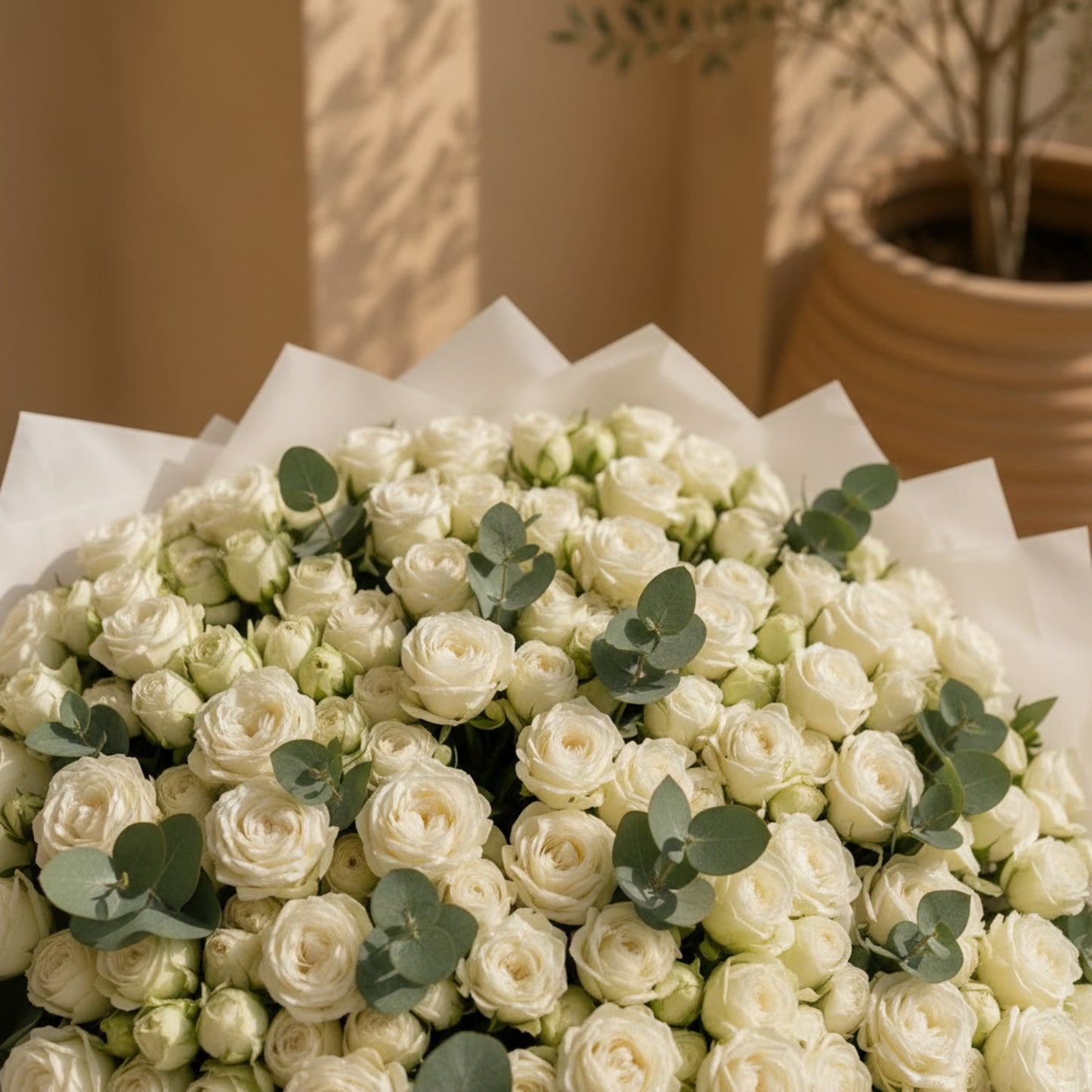 Aiwa Flowers Garden Mist bouquet — side angle view | luxury flower delivery Dubai