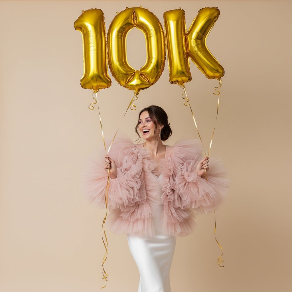 oversized gold foil balloons forming 10K with ribbons