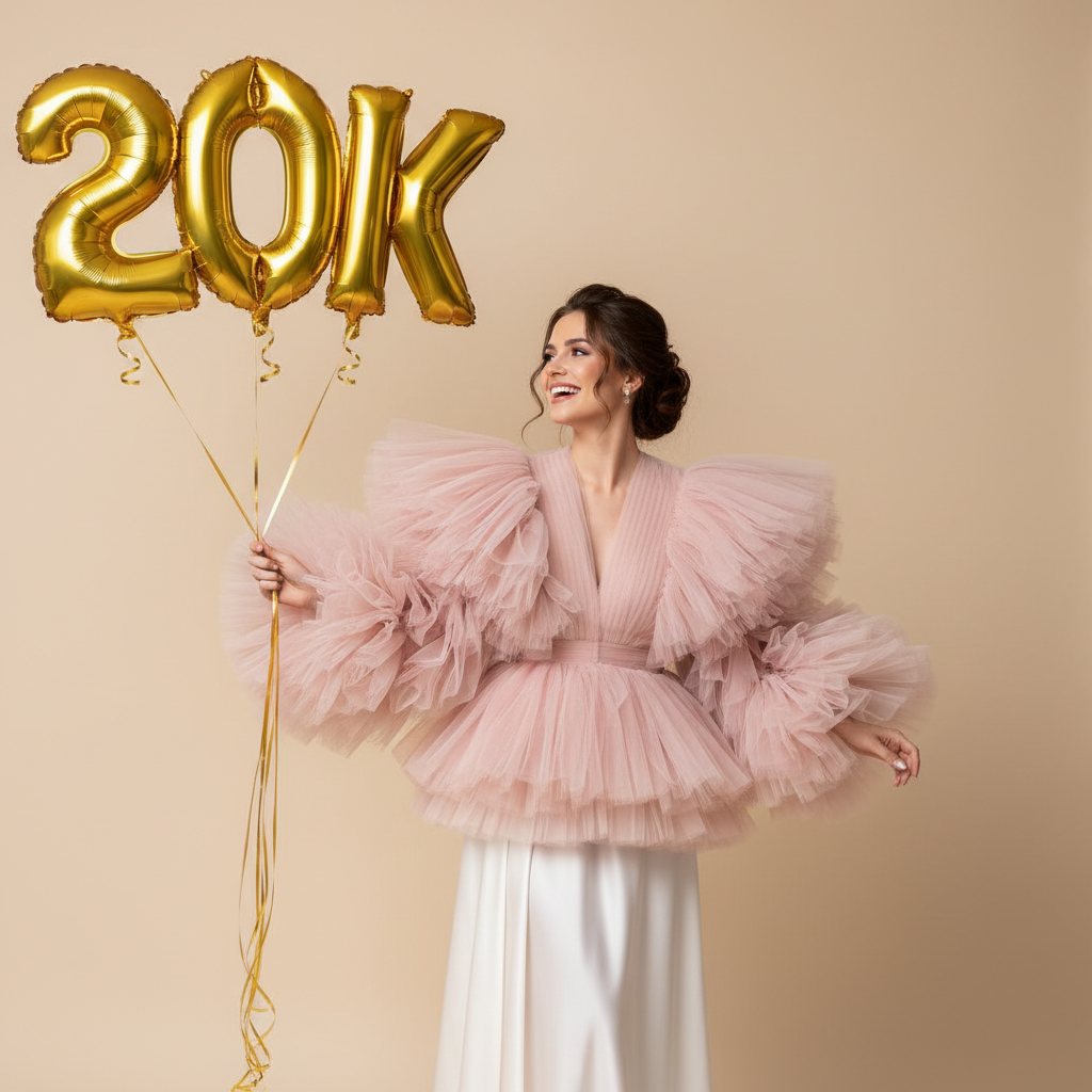 oversized gold foil balloons forming 20K with ribbons