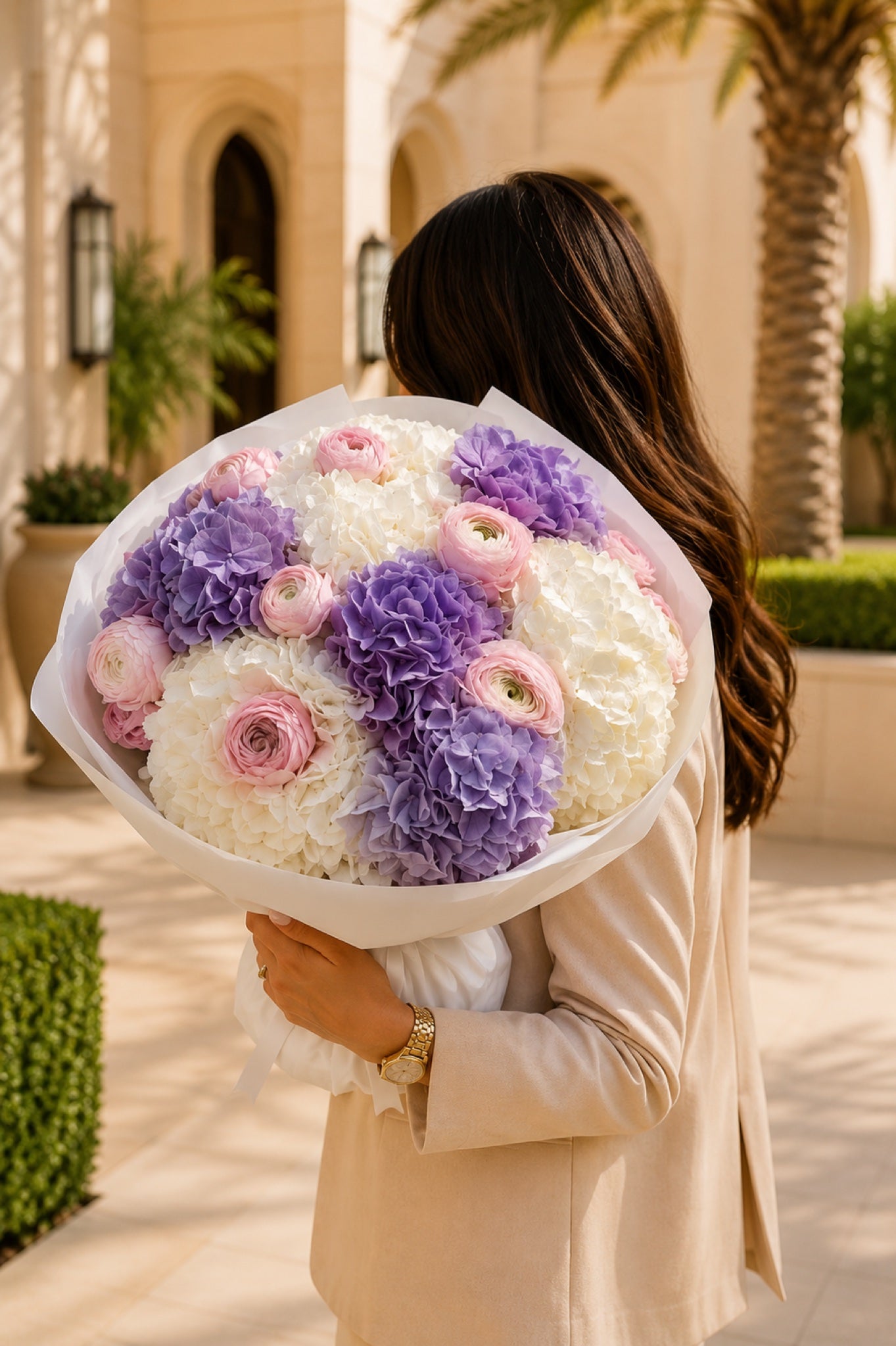 Aiwa Flowers Lavender Cloud bouquet — hero view | luxury flower delivery Dubai