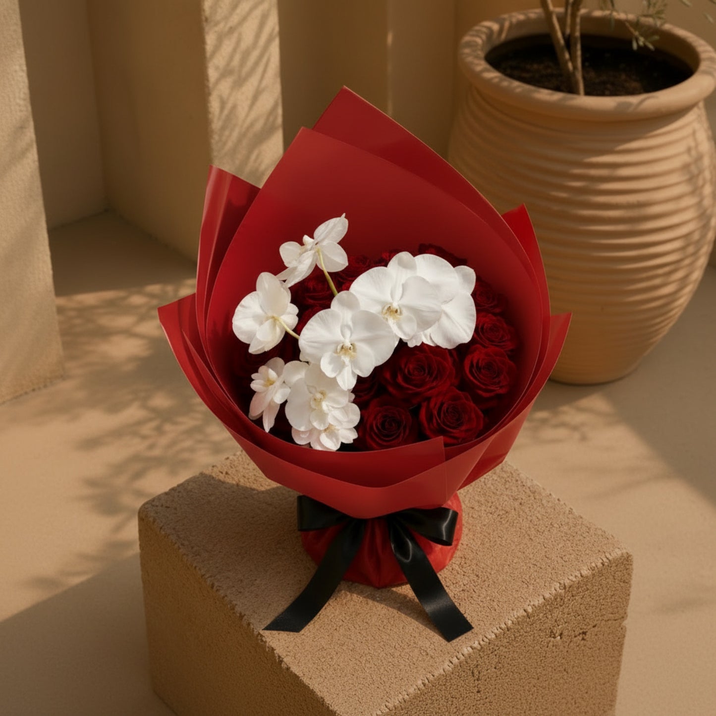 Aiwa Flowers Orchid Affair bouquet — detail view | luxury flower delivery Dubai