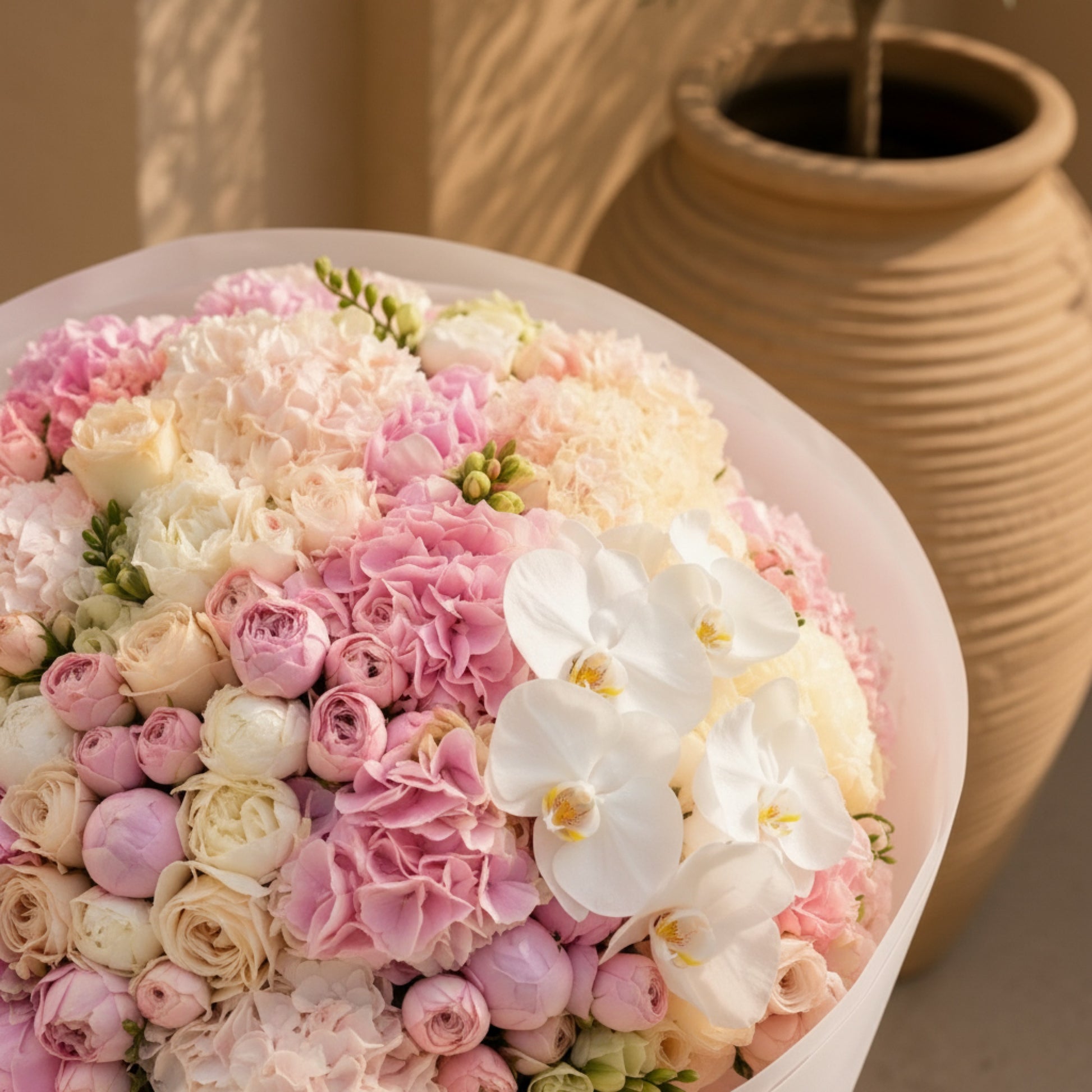 Aiwa Flowers Palais de Rose bouquet — side angle view | luxury flower delivery Dubai