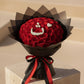 Custom Arabic letter rose bouquet with gypsophila and satin ribbon