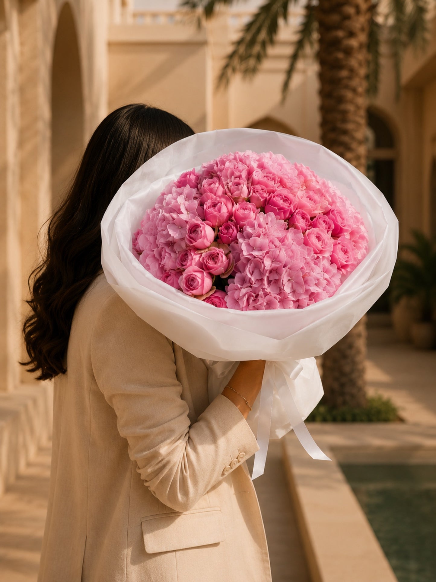 Aiwa Flowers Pink Garden bouquet — hero view | luxury flower delivery Dubai