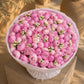 Top-down view of Rosabelle luxury pink peony bouquet by Aiwa Flowers Dubai