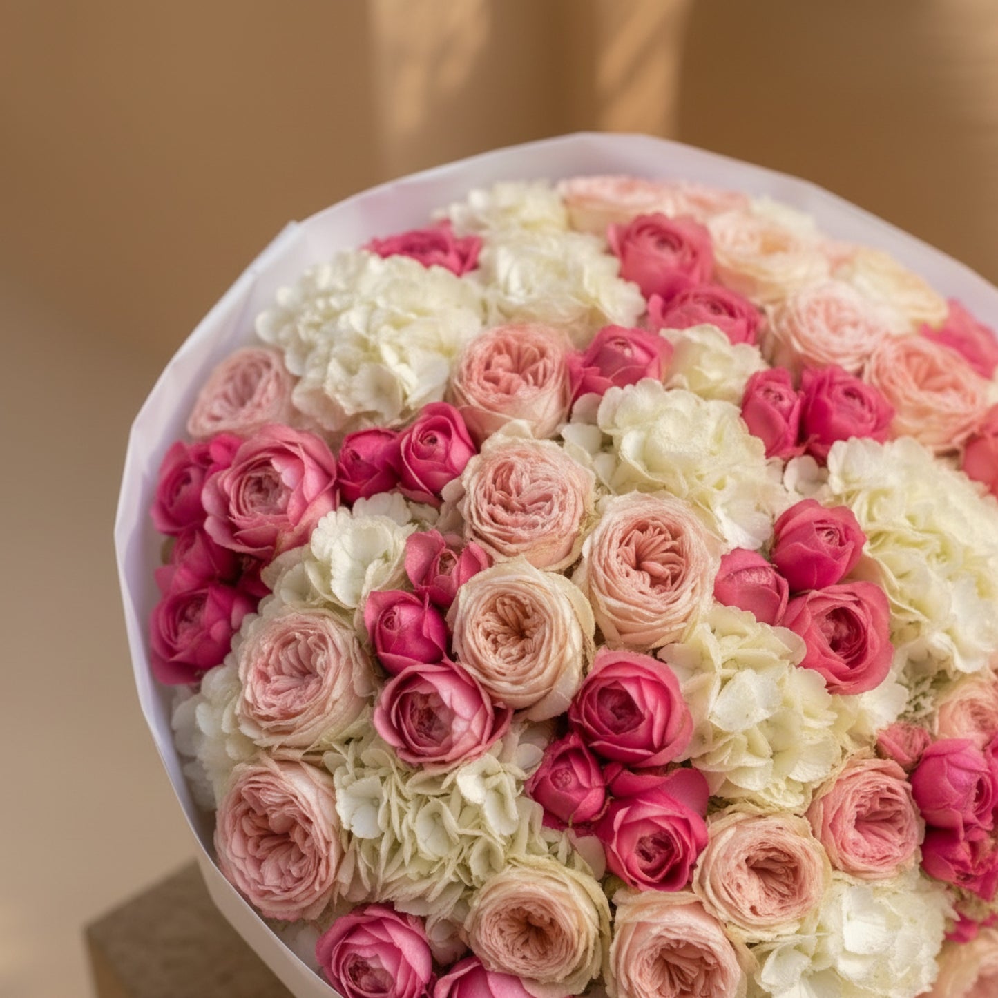 Aiwa Flowers Rosé Amour bouquet — side angle view | luxury flower delivery Dubai