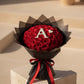 Luxury red rose dome bouquet with custom letter made from white gypsophila flowers