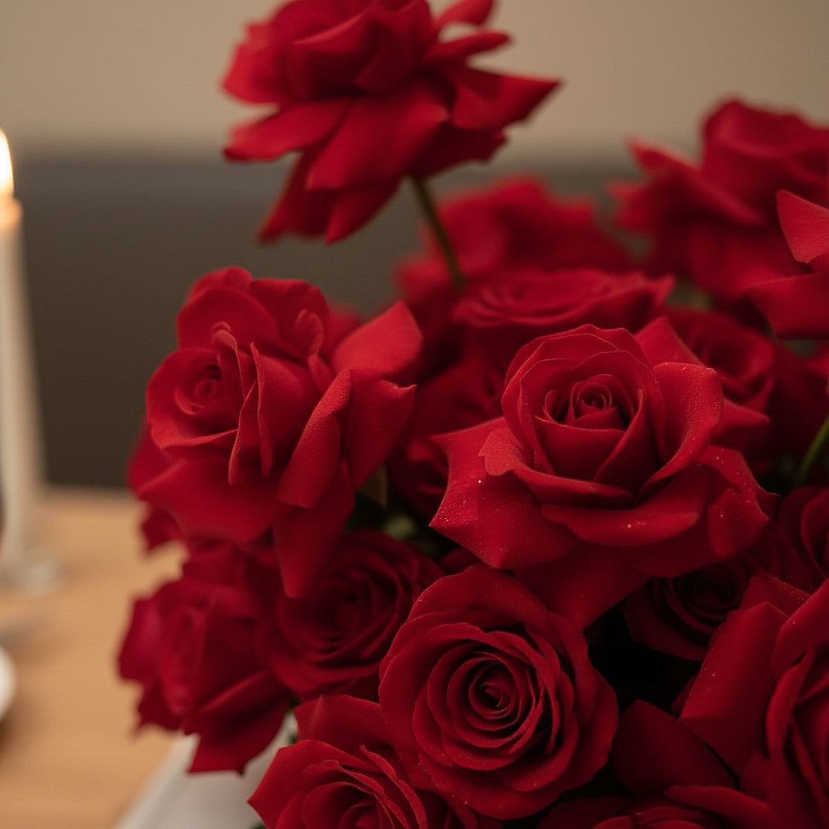 Velvet Rose Centerpiece — front view — Aiwa Flowers, Dubai UAE