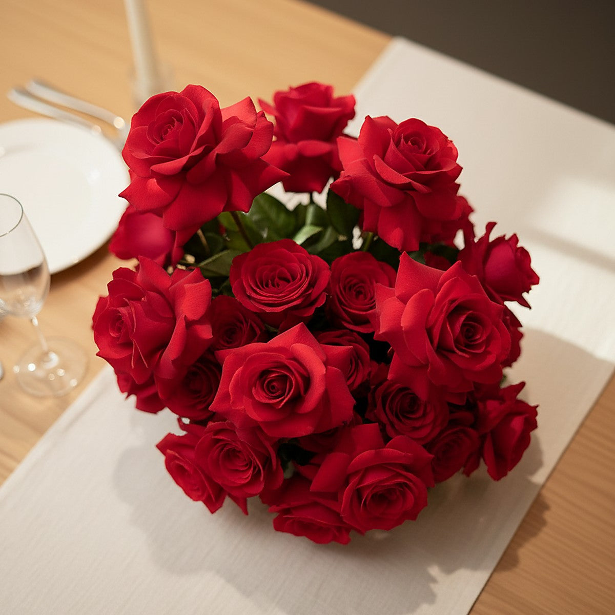 Velvet Rose Centerpiece — styled event setting — Aiwa Flowers, Dubai UAE