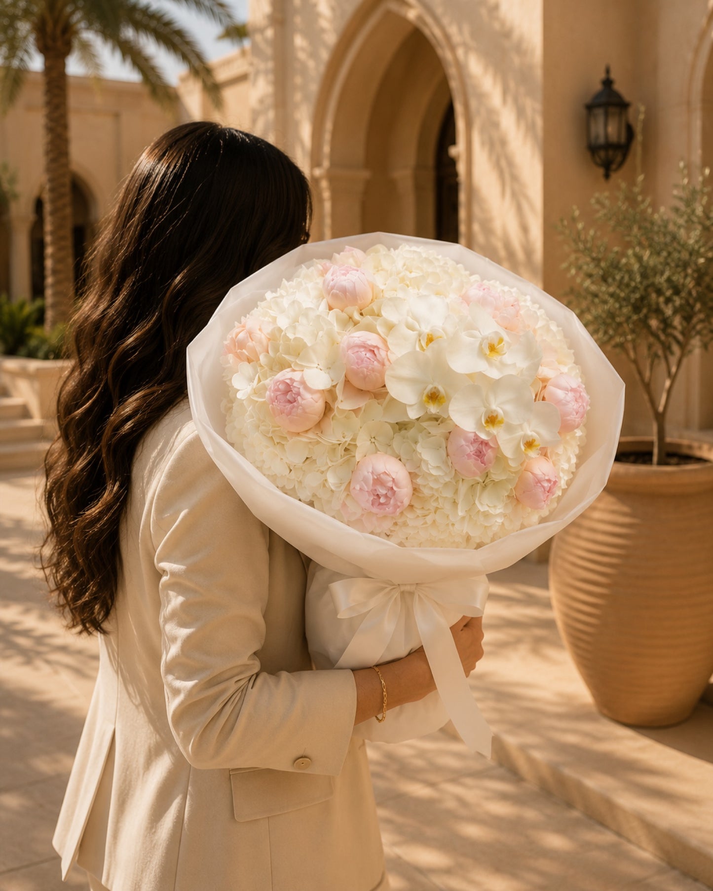 Aiwa Flowers White Velvet bouquet — hero view | luxury flower delivery Dubai