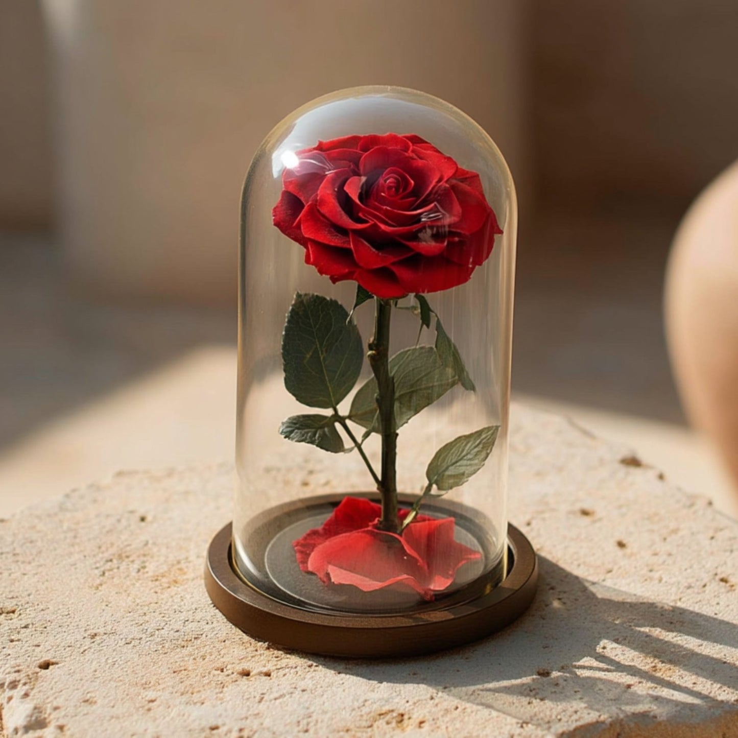 Single Red Infinity Rose - Preserved Rose Dome