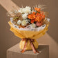 Orange and white rose bouquet with gold accents by AIWA Flowers Dubai