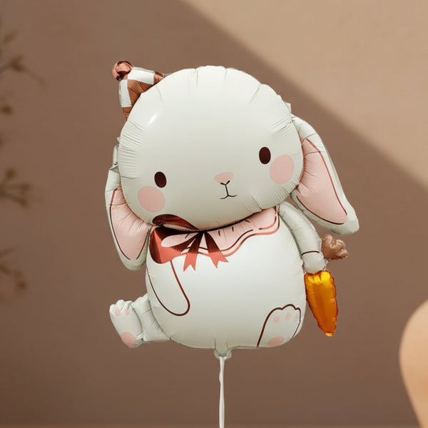cute bunny foil helium balloon holding carrot with party hat