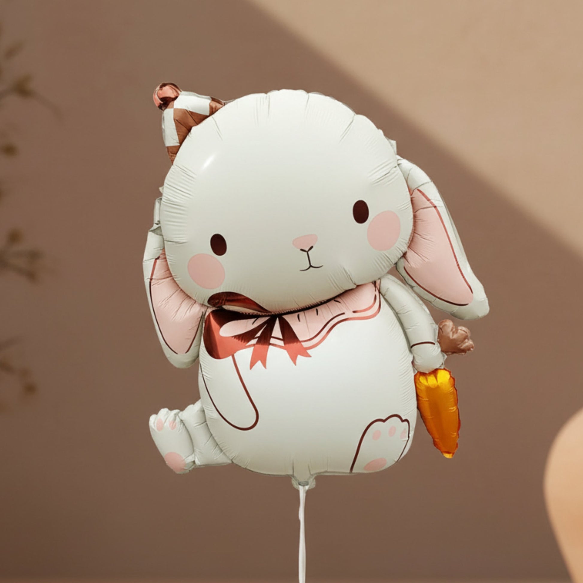 cute bunny foil helium balloon holding carrot with party hat