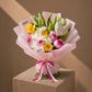 Pink and yellow rose bouquet with heart-knot accent by AIWA Flowers Dubai