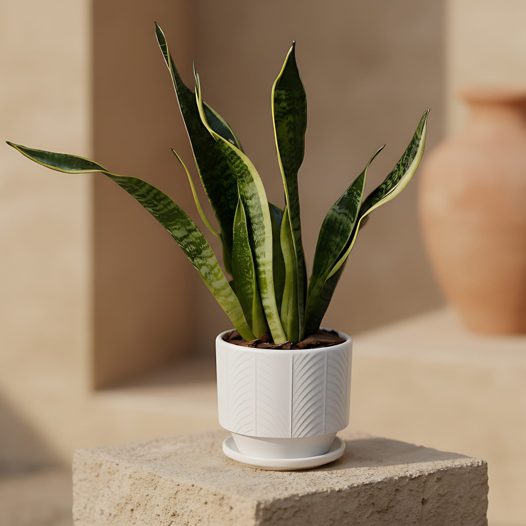 Mother-in-Law’s Tongue snake plant in ceramic pot by Aiwa Flowers