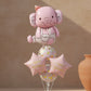 Pink elephant foil balloon with pastel confetti balloons and happy birthday star balloons