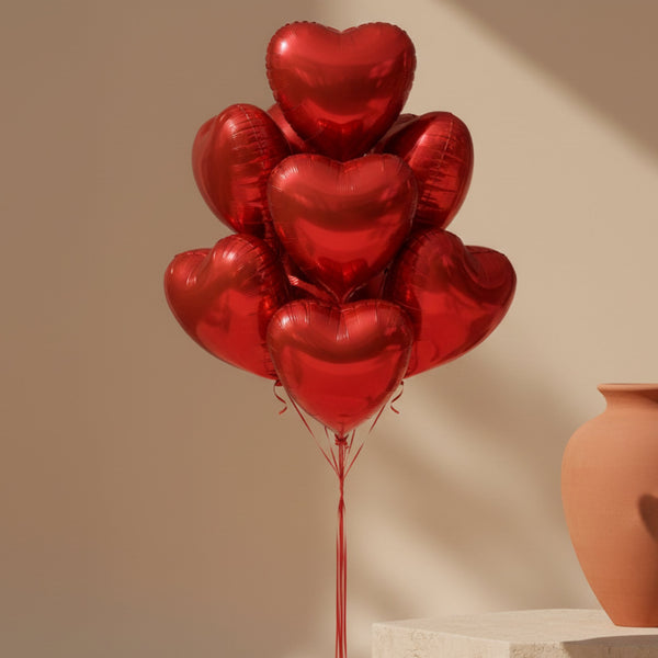 red heart helium balloon bouquet