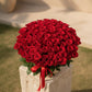 Grand dome of red roses in a wicker basket with a red ribbon - Romantica by AIWA Flowers