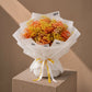 Orange and yellow gypsophila bouquet in white wrap with yellow ribbon - Sunny by AIWA Flowers