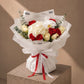 Swan bouquet of red and white roses with white hydrangea in white wrap - AIWA Flowers
