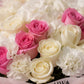 Close-up of pink and cream roses with white carnations - Tenderness by AIWA Flowers